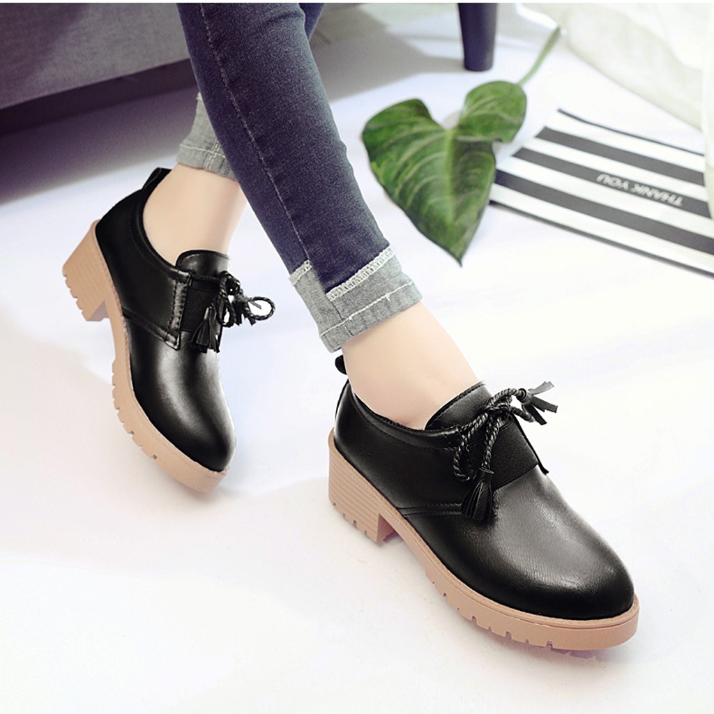 Giày Oxford Nữ Gót Vuông Cao 4,5cm Da Mềm Phong Cách Nữ Tính Tiểu Thư ST50 - Mery Shoes