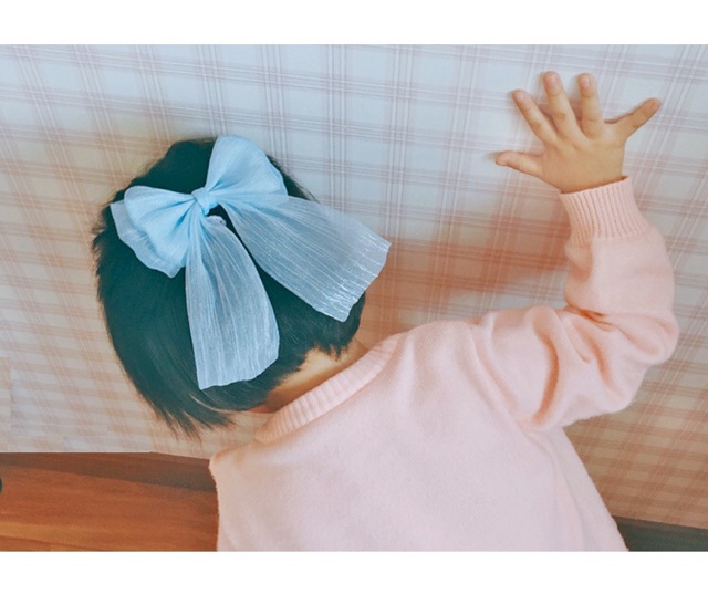 B103 - Kẹp tóc nơ voan xước cho bé