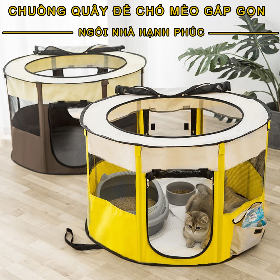 Chuồng quây chó mèo sinh nở Hipipet vải offoxd chống cào xước không gian rộng gấp gọn dễ dàng