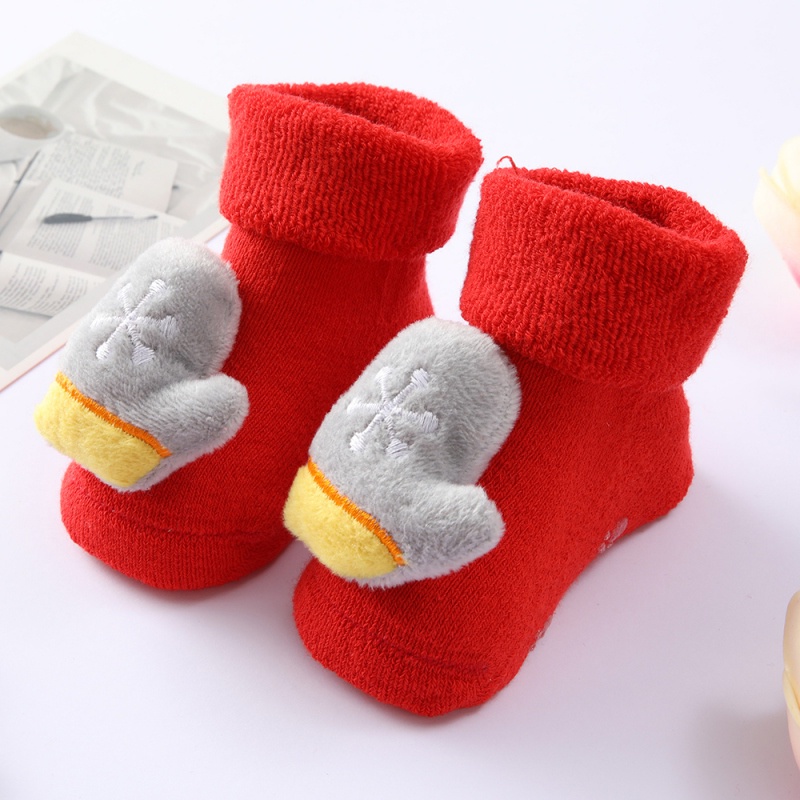 Vớ cotton chống trượt in họa tiết hoạt hình giáng sinh dễ thương cho bé sơ sinh
