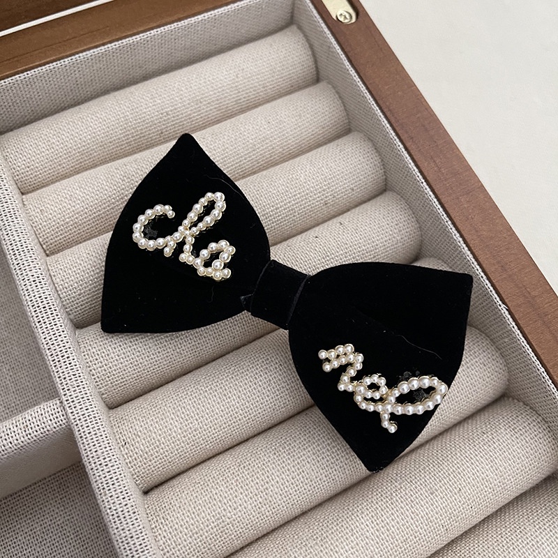 Dây buộc tóc vải nhung đính ngọc trai xinh xắn phong cách Hàn Quốc dành cho nữ