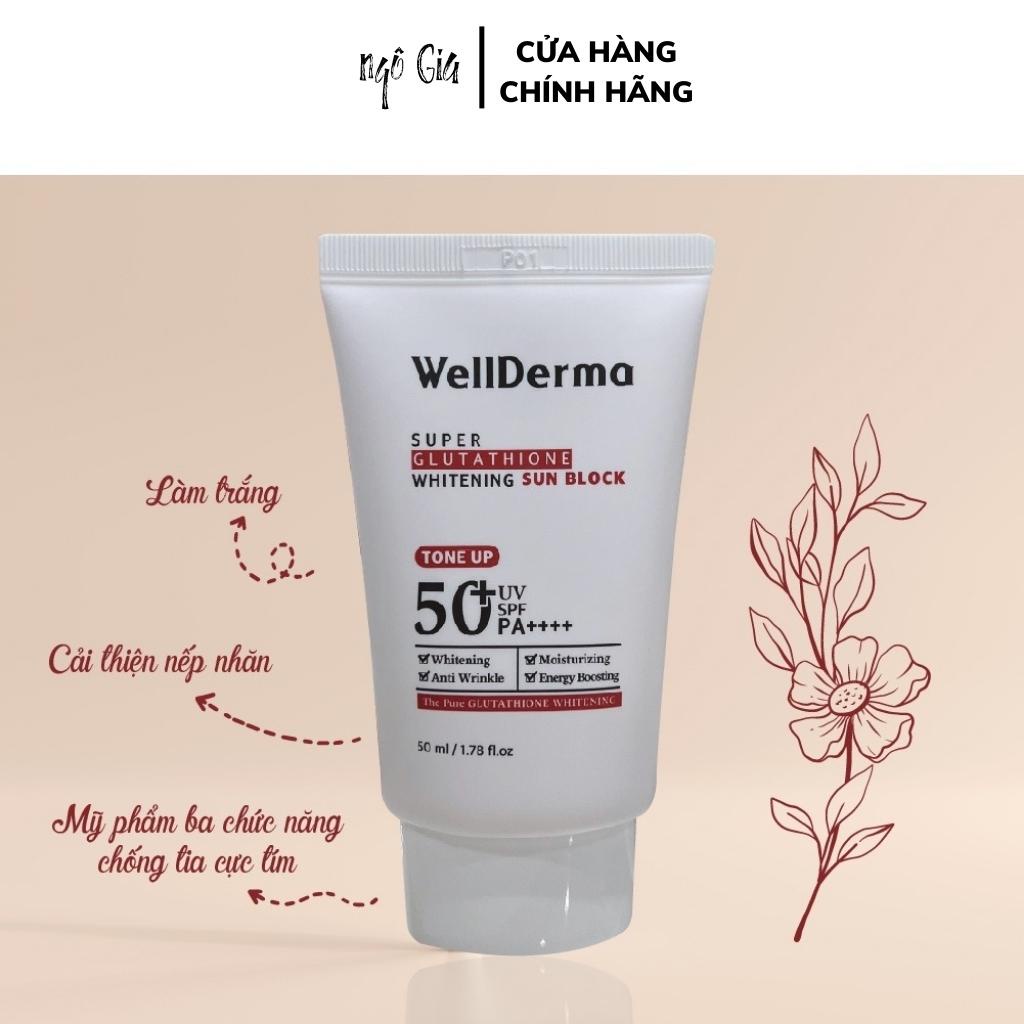 Kem chống nắng Wellderma Super Glutathione Whitening SunBlock ToneUp 50ml - Sale Chính hãng
