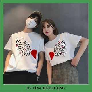 Áo đôi cánh chim ghép, vải đẹp hình in rõ nét.Áo phông nam nữ tình yêu đẹp giá rẻ. TT07