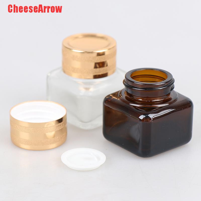 (Hàng Mới Về) 1 Lọ Thủy Tinh Đựng Mỹ Phẩm 15ml Hình Vuông Màu Hổ Phách Tiện Dụng