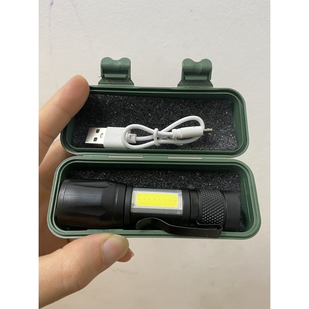 Đèn Pin Led Mini Siêu Sáng Sạc Cổng Usb - Thích Hợp Dã Ngoại - Gắn xe - Đi Đêm - Bảo Vệ - Người Lớn Tuổi - Đọc sách
