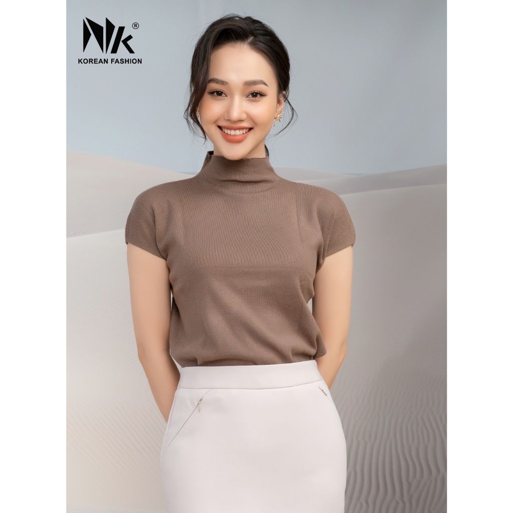 Áo Len Nữ Tay Dơi NK Fashion Thế Kế Tay Ngắn Cổ Cao 3 Phân, Chất Liệu Mềm Mịn Cao Cấp NKFAL2109015