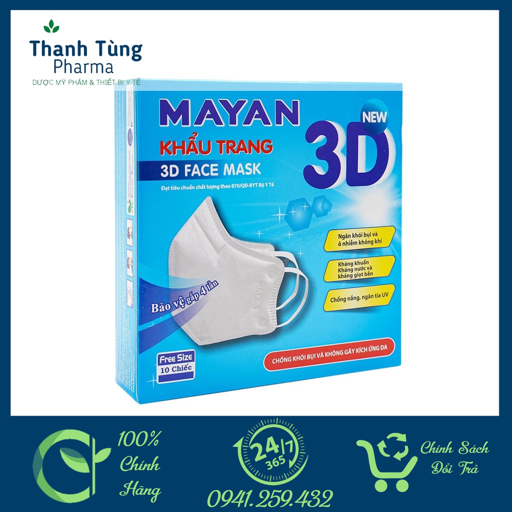 Khẩu trang Mayan PM2.5 thiết kế 3D ôm sát chất lượng cao - hộp 10 chiếc