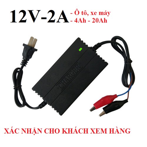 Sạc ắc quy 12V2a cho xe máy, ô tô sạc cả bình khô và nước tự ngắt khi đầy (Đen) - NSC Việt Nam