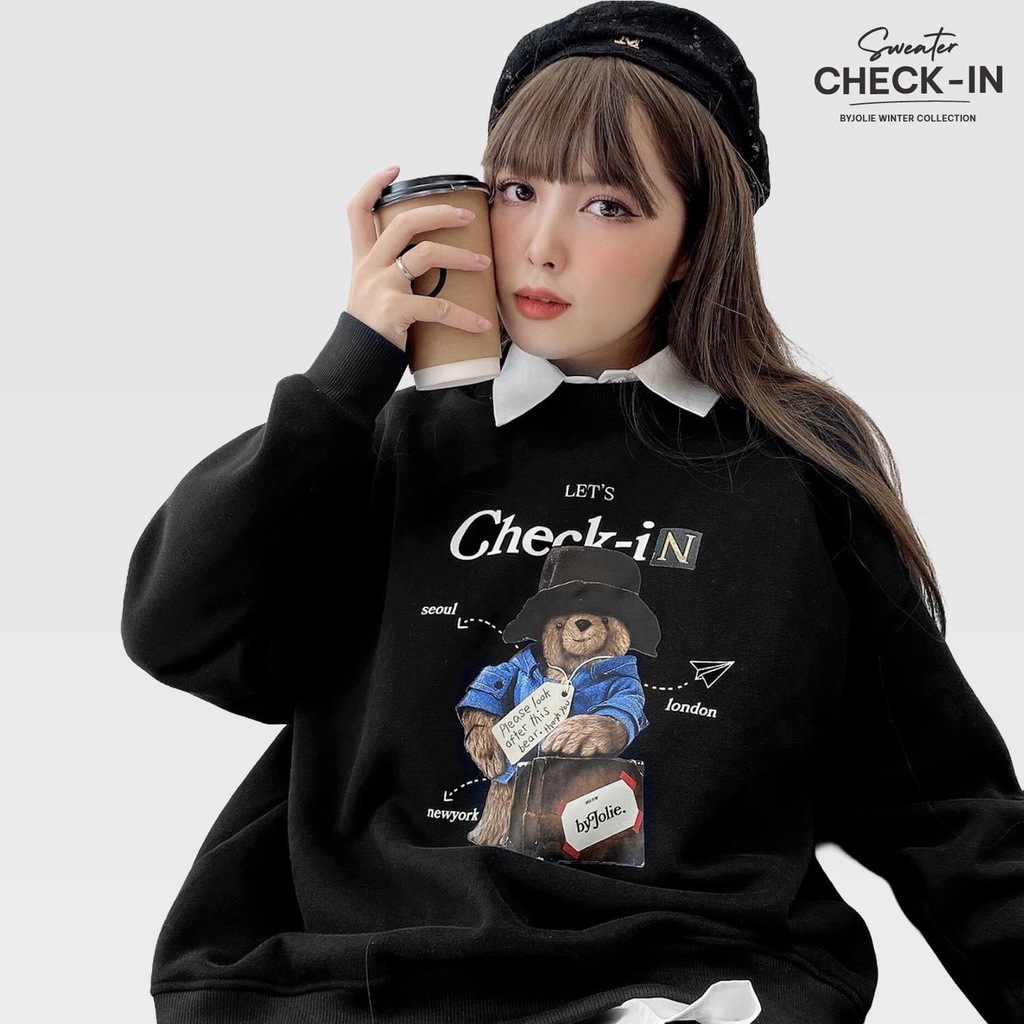 Áo Thu Đông Nam Nữ In Teddy Check In - Chất Poly Dày Dặn Mềm Mịn- MÃ TD76