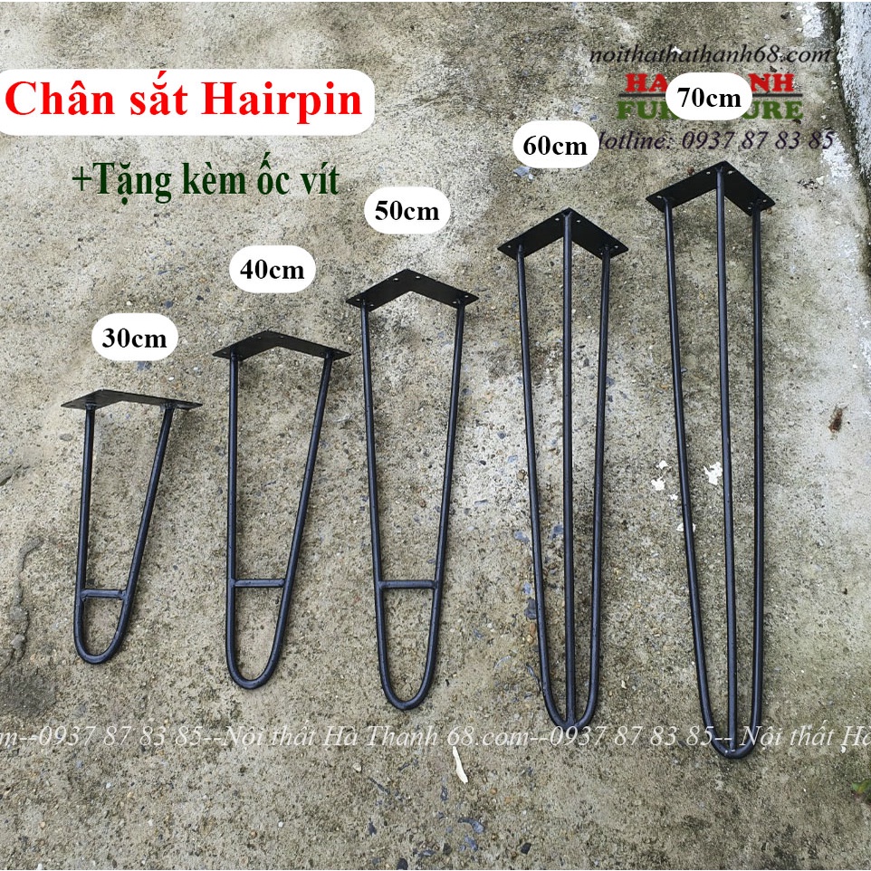 Chân Sắt Hairpin- Hàng Cải Tiến Tặng Kèm Ôc Vít-  Chân Sắt DIY Đủ Size