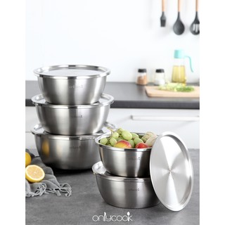 Thau có nắp ngăn ruồi tránh côn trùng inox 304 sáng bóng đựng trái cây rau củ quả rửa thực phẩm cao cấp bền bỉ Onlycook
