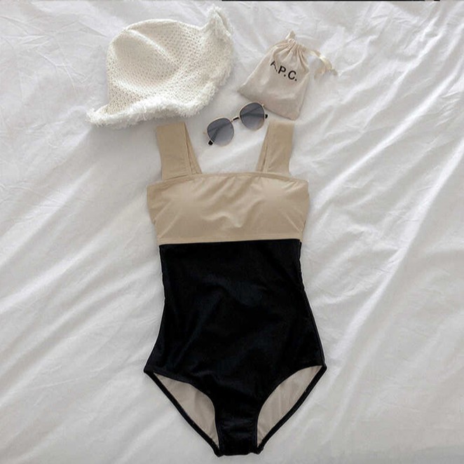 Bikini đồ bơi nữ 1 mảnh liền thân 3 lỗ phối màu Hàn Quốc