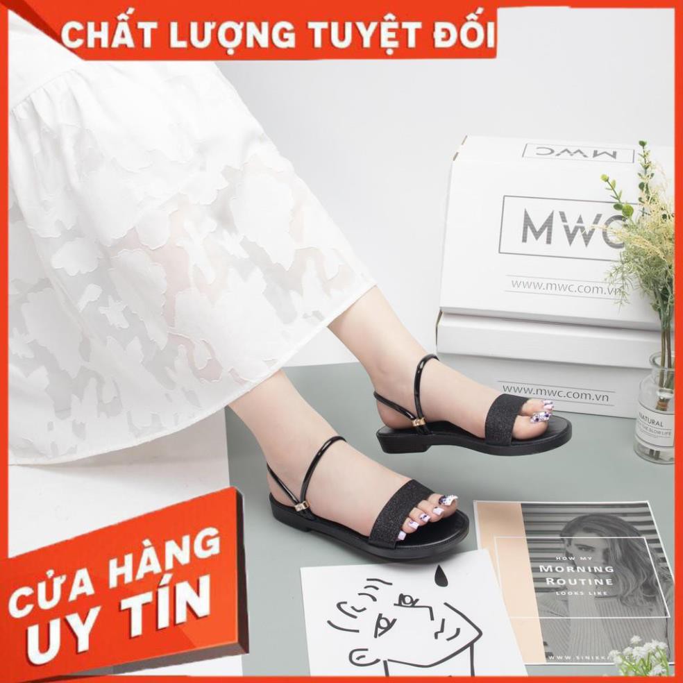 🌈FREESHIP🌈 Giày sandal nữ quai ngang kim tuyến đế bệt MWC NUSD- 2583