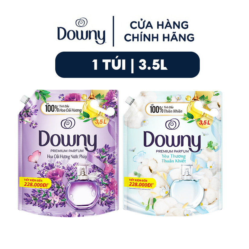 Nước Xả Vải DOWNY Nước Hoa Cao Cấp Hương Yêu Thương Thuần Khiết/ Hương Hoa Oải Hương Nước Pháp Túi 3.5L