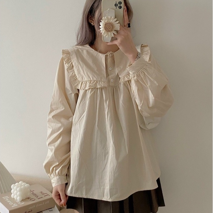 Áo Sơ Mi Nữ Dáng Babydoll Chất Đũi Xước Phong Cách Ulzzang | BigBuy360 - bigbuy360.vn