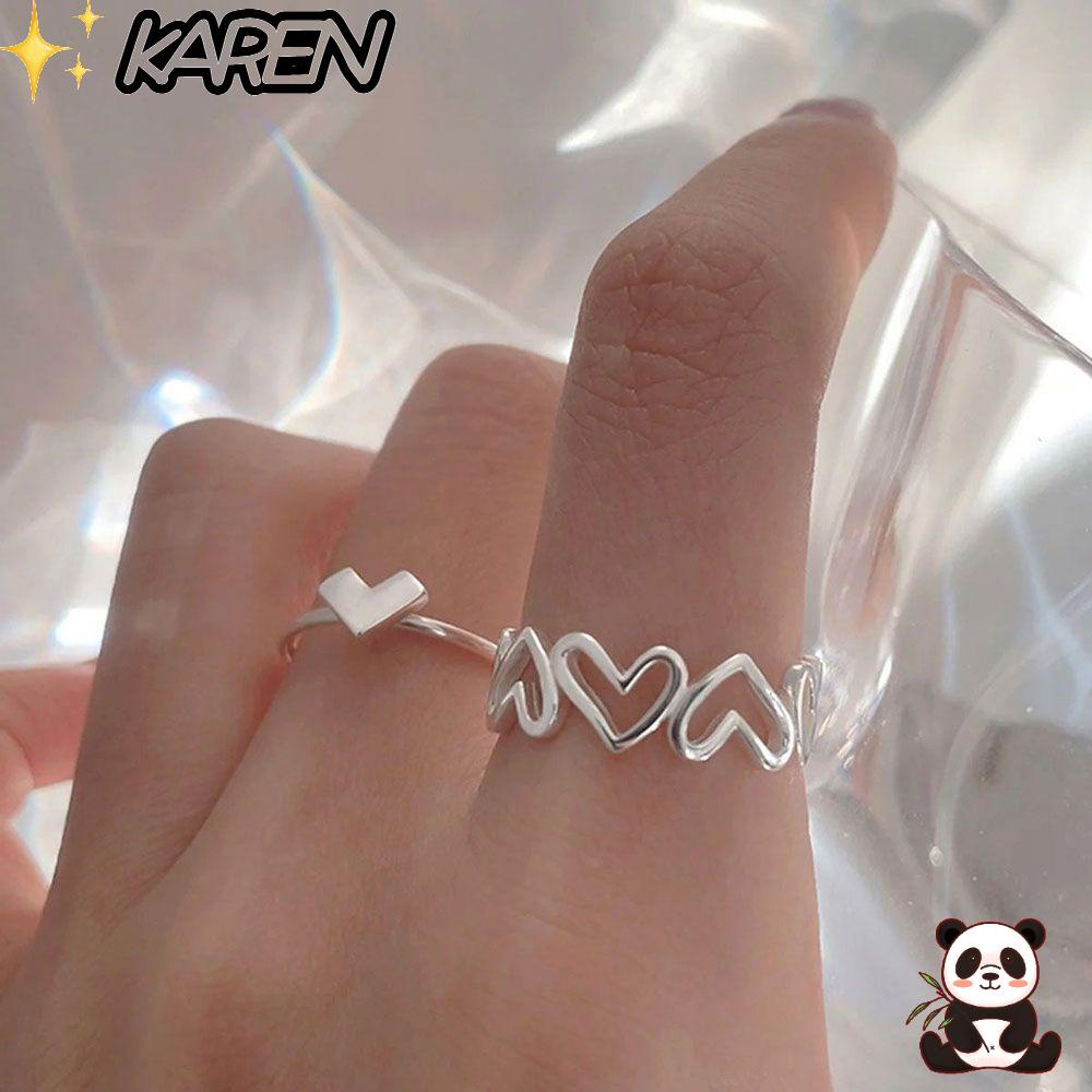 Nhẫn Hở Hình Trái Tim Dễ Thương Có Thể Điều Chỉnh|Khe Màu