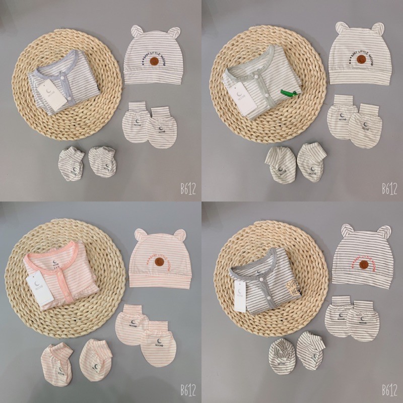 SET MŨ BAO CHÂN TAY SỢI TRE MOON@ MỀM MỊN CHO BÉ SƠ SINH
