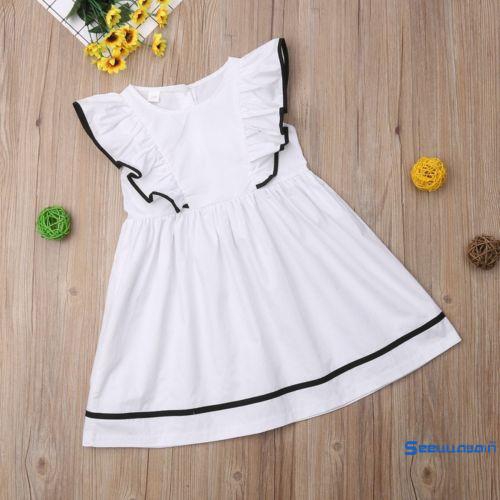 ❥☀✿SEEToddler Kids Baby Girls Summer Party Wedding Ruffle Tutu Dress Dresses Skirts Outifts Clothes White