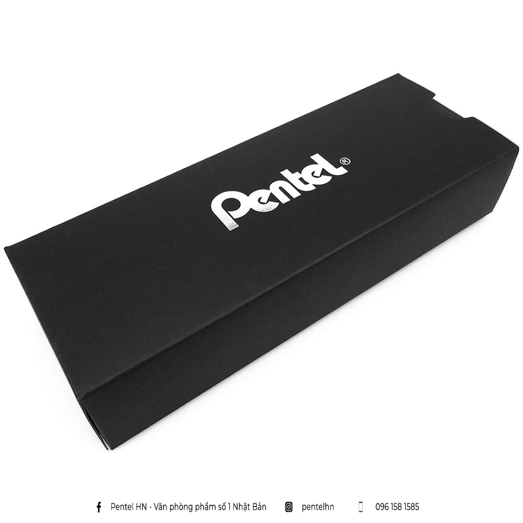 Bút Ký Pentel Cao Cấp K600 Ngòi 0.7mm Mực Xanh | Vò Màu Bạc|Có Ngòi Thay Thế | Mực Mau Khô