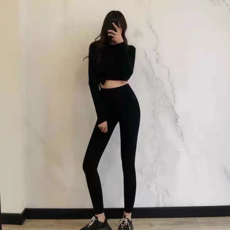 Quần legging dài đen quần lửng, ngố cao cấp co dãn chất đanh lì cạp cao Junnie Closet