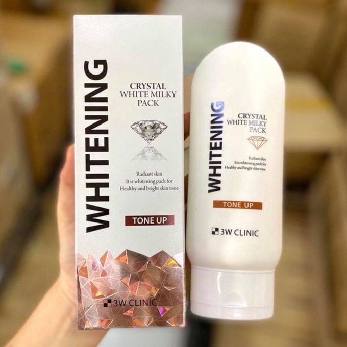 Kem ủ trắng 3W Clinic Whitening Crystal White Milky Pack Tone Up 200ml