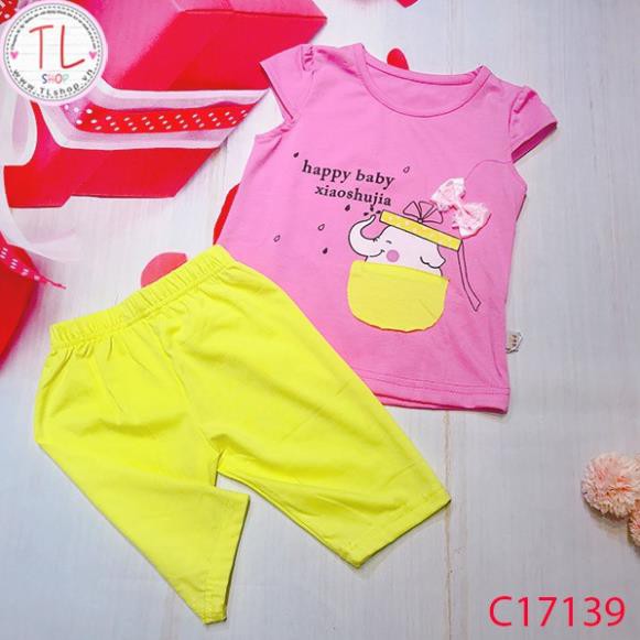 Thời trang trẻ em - Bộ áo quần thun lửng cho bé hình voi con - Quần áo bé trai - Bộ bé trai - Quần áo bé gái - Bộ bé gái