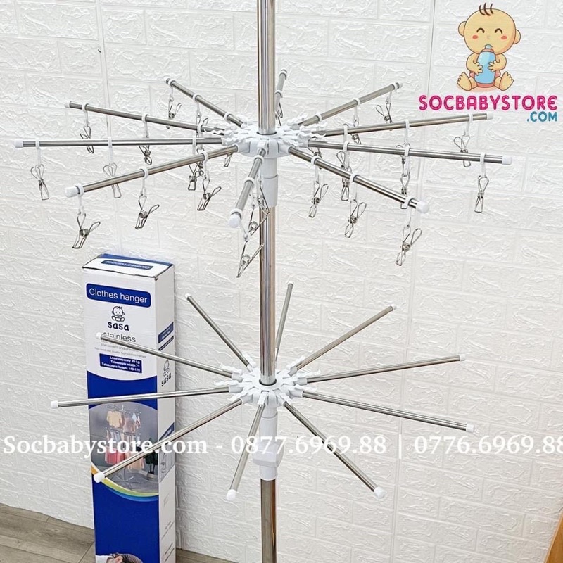 Cây phơi đồ Inox 3 tầng 60 kẹp