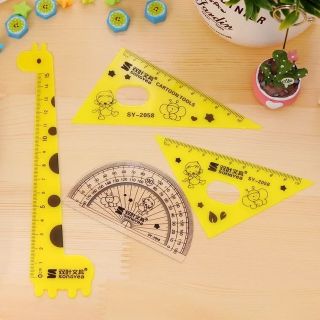 Bộ dụng cụ học tập 4 món, Thước kẻ, Ê ke, Đo Độ