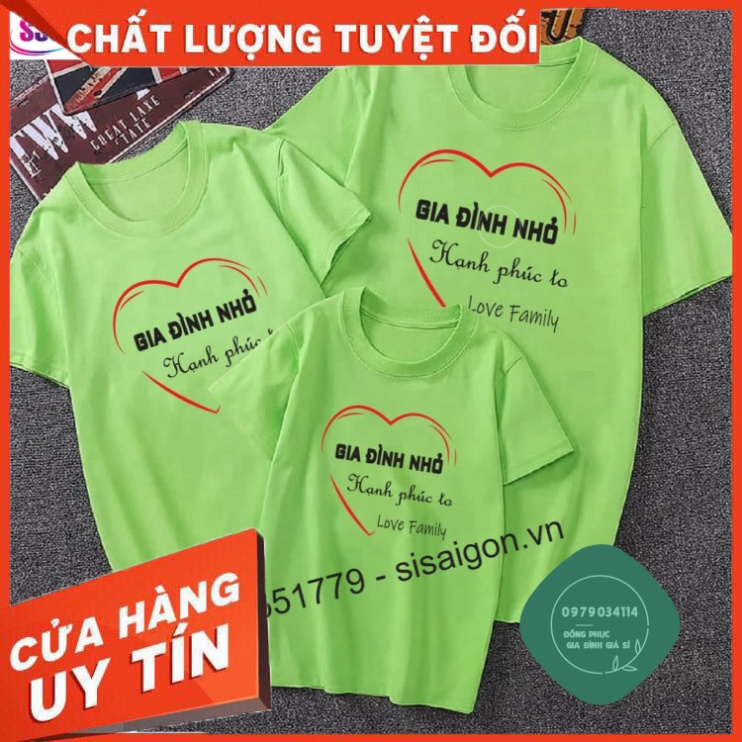 Áo thun giá sỉ Áo thun cotton nam nữ, áo gia đình in GIA ĐÌNH NHỎ HẠNH PHÚC TO dày dặn, co giãn tốt