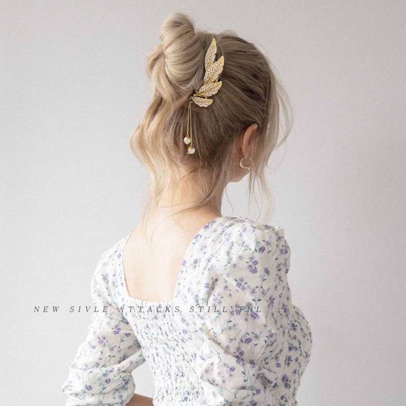 Trâm Cài Tóc Chữ U Đính Lông Vũ Tua Rua Thời Trang Cho Nữ