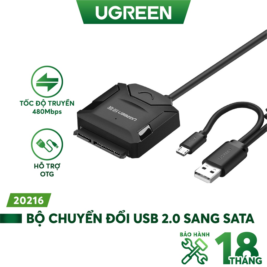 USB 2.0 sang Sata 2.0 tích hợp OTG, 2,5 và 3,5 UGREEN 20216