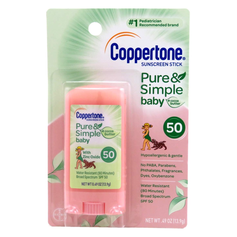 Sáp lăn chống nắng cho trẻ em Coppertone Waterbabies Pure &amp; Simple Stick SPF 50 13,9g (Mỹ)