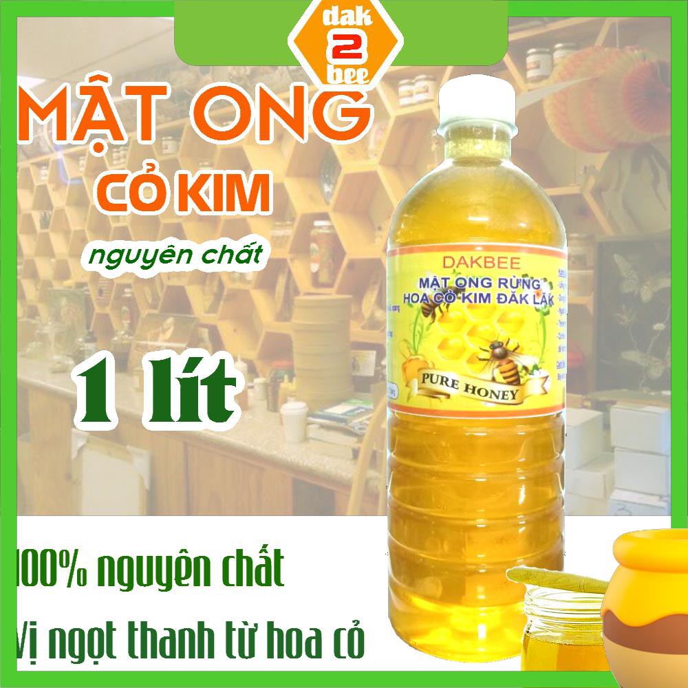 1 LÍT Mật ong rừng hoa cỏ kim nguyên chất - dakbee - giàu dinh dưỡng, tăng cường sức đề kháng