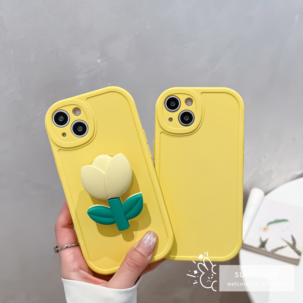 Ốp Điện Thoại TPU Dẻo Họa Tiết Hoa Tulip Kèm Giá Đỡ Cho Xiaomi Mi 12 12X 11 10T Lite Redmi K50 K40 K30 Ultra Note 10 5G 9T 8 Pro