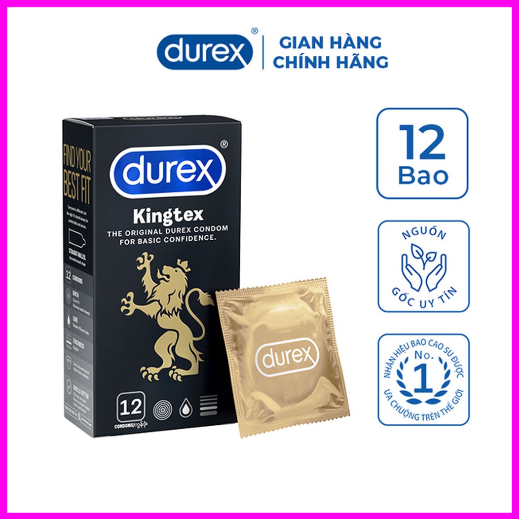 [Durex Kingtex] Bao Cao Su Durex Kingtex size 49mm Chính Hãng Giúp Ôm Sát, Tăng Khoái Cảm Cuộc Yêu [CHE TÊN 100%]