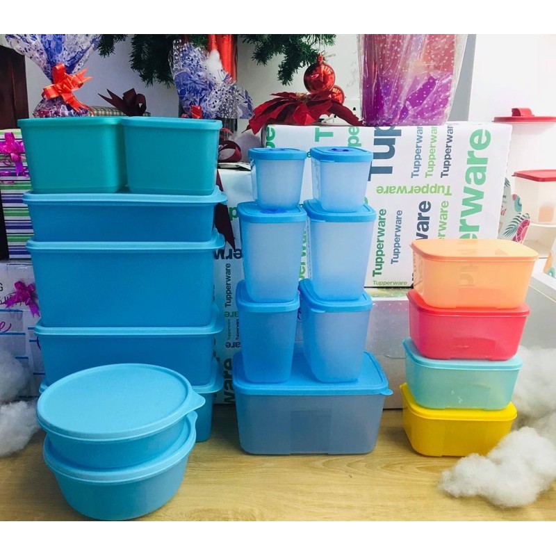 Tupperware - Bộ đôi hoàn hảo trữ mát và trữ đông Mega blue ocean 19 hộp