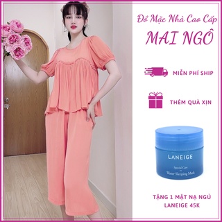 Đồ Bộ Lụa/Lanh/Satin Quần Lửng/Lỡ Mặc Ở Nhà Nữ - Bộ Ngủ Nữ Tay Bồng BabyDoll Mặc Mùa Hè, Bảng Màu Sang Chảnh, MAI NGÔ