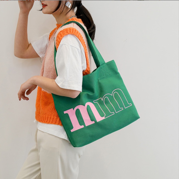 Túi tote túi vải canvas phong cách Hàn quốc, có khóa miệng ngăn phụ bên trong
