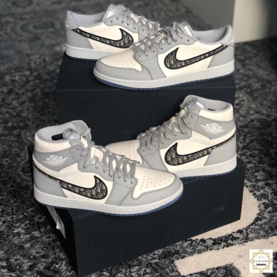 Hot [Sale 3/3]Giày thể thao AIR JORDAN 1 Xám trắng cổ cao [Sẵn Hàng] . ⋆ Hè