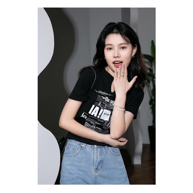 Áo croptop hở rốn nữ, áo thun croptop nữ tay ngắn thời trang thể thao dạo phố cao cấp đẹp giá rẻ freeship mã AT18