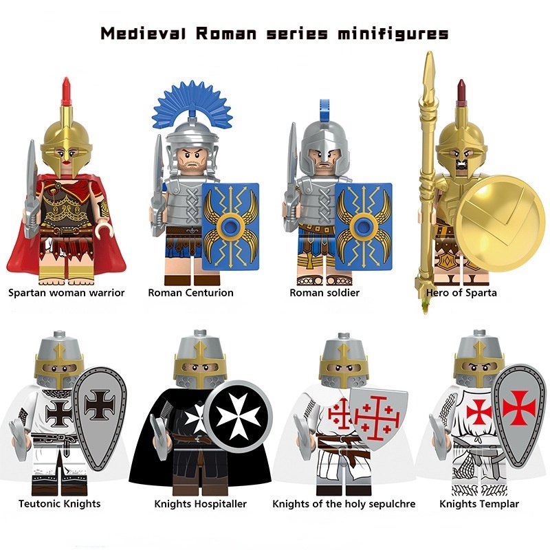 Đồ chơi lắp ráp mô hình kiểu hiệp sĩ Spartan Warriors Templar dành cho trẻ em