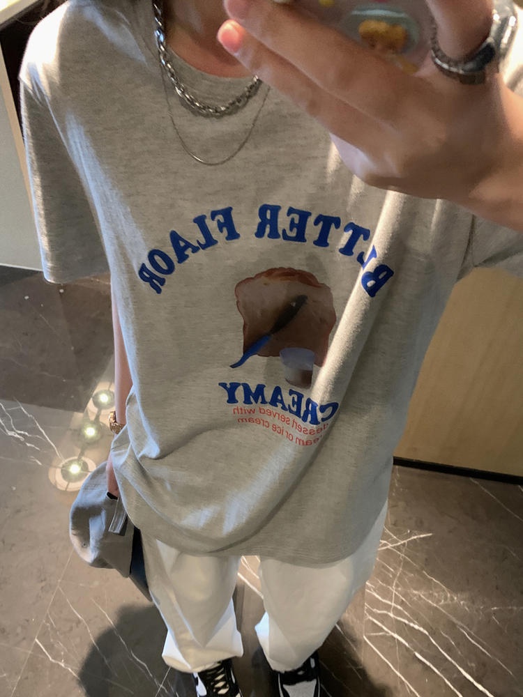 Áo Thun Hàn Quốc Dáng Rộng Ngắn Tay In Chữ 50605