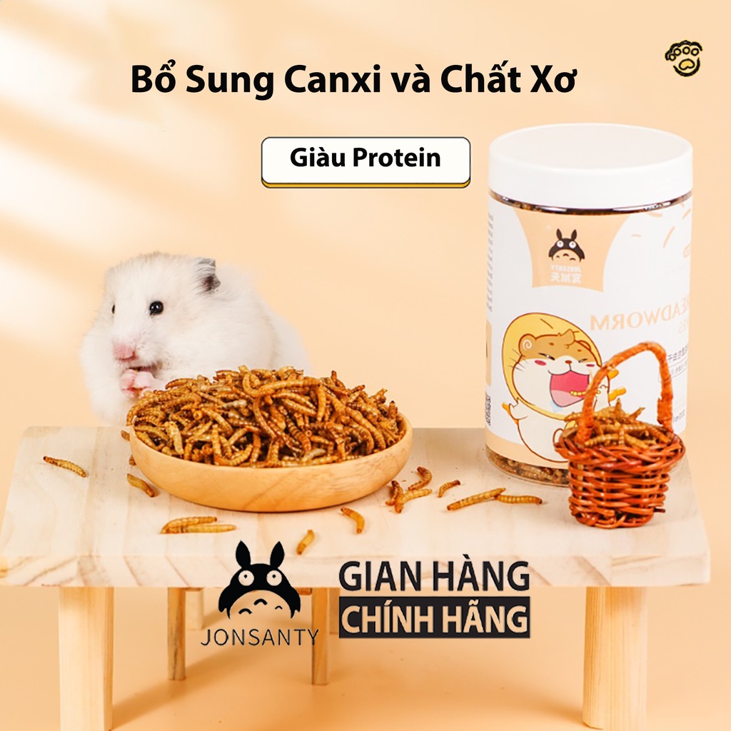Sâu gạo sấy cho nhím, hamsrter, rùa cạn, sâu gạo cho chim, sáo mỏ ngà, sáo đá, họa mi hộp lớn 500ML hãng JONSANTY CST014