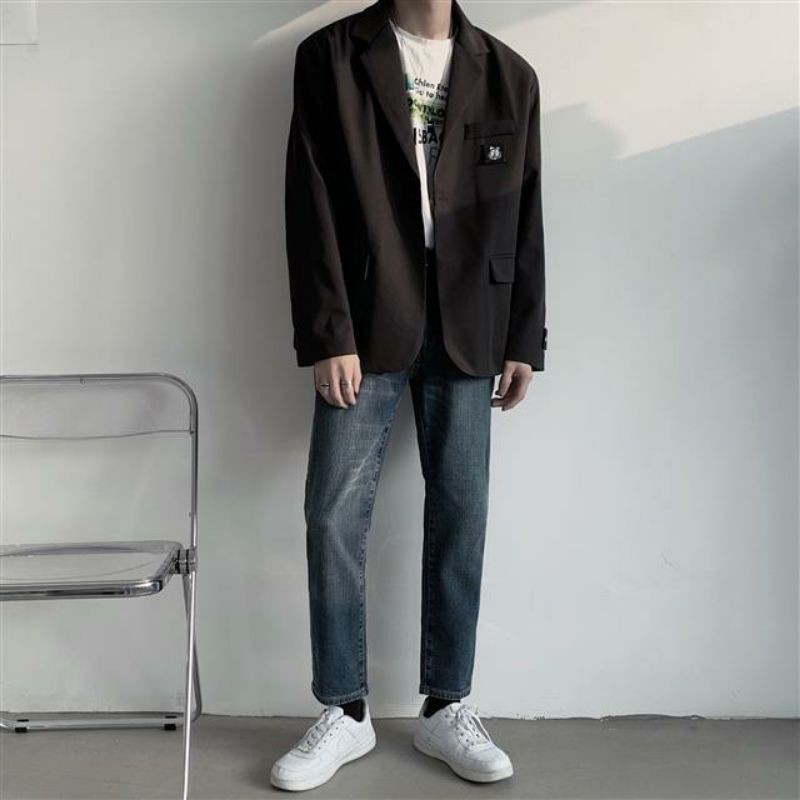 Áo vest blazer phong cách Hàn Quốc 2 màu đen trắng | BigBuy360 - bigbuy360.vn