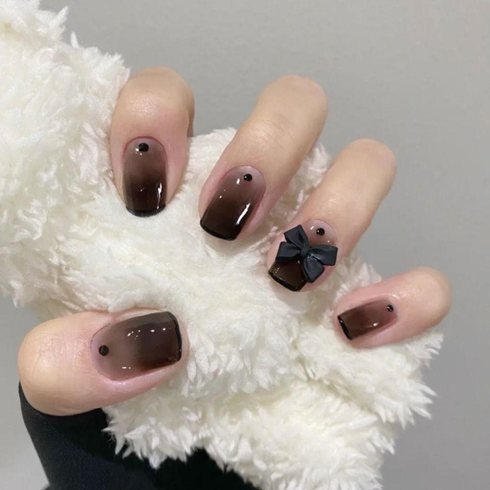 MIHAN1 Bộ 24 Móng Tay Giả Che Phủ Toàn Diện Kiểu Dáng Ngọt Ngào