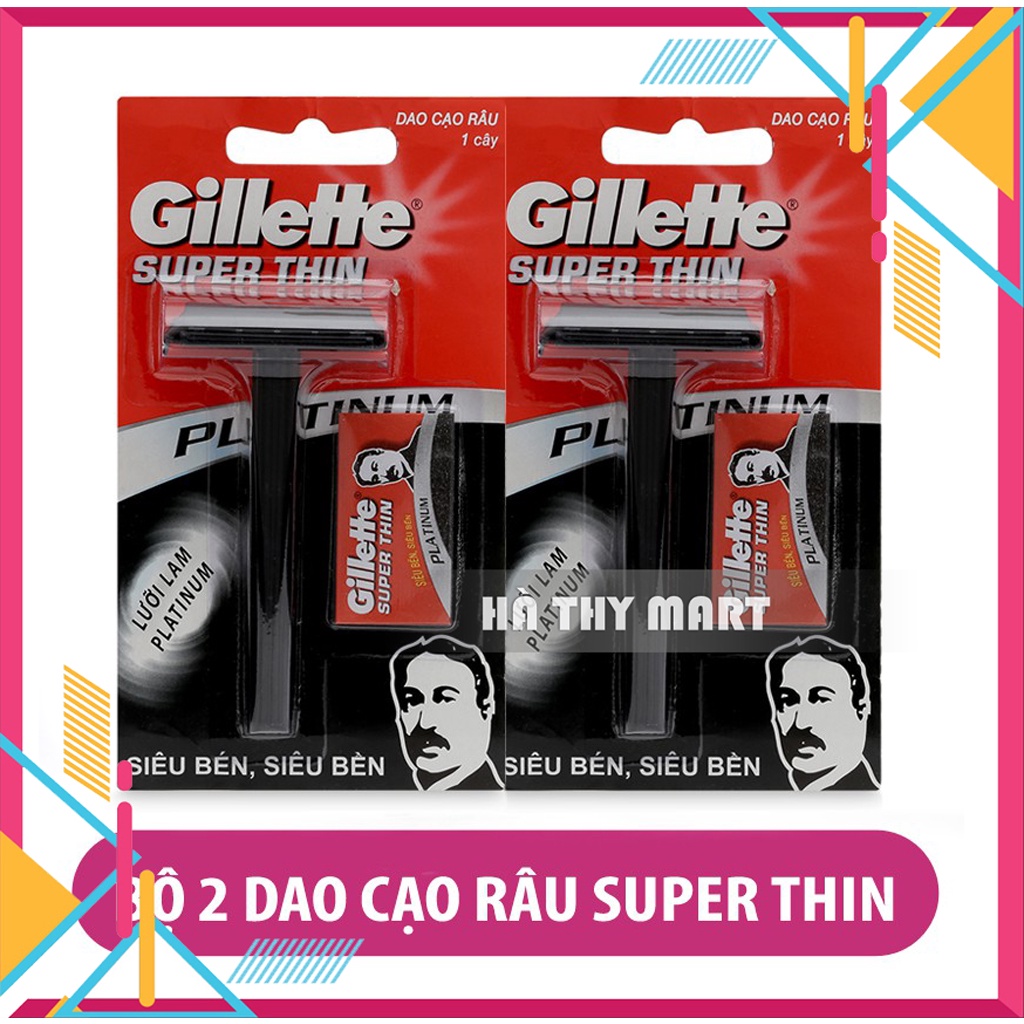 Bộ 2 dao cạo râu Gillettel Super Thin lưỡi lam Platium siêu sắc bén