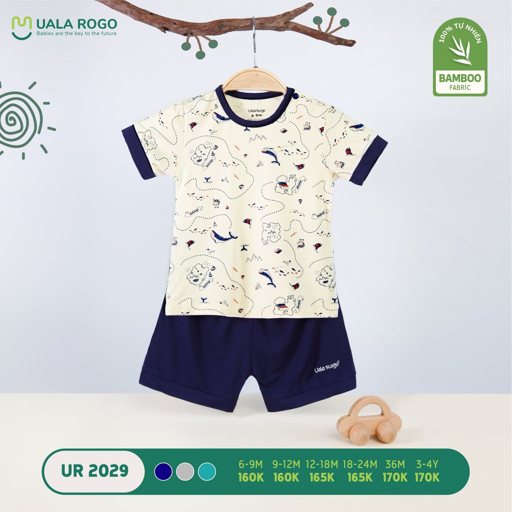 [Mã SKAMFSW175 giảm 10K đơn 50K] Bộ QA cộc tay UalaRogo cúc vai in hình Bamboo