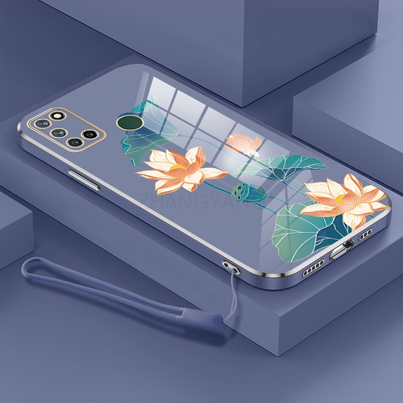 ốp lưng Realme 7i c17 ốp điện thoại Realme 7i c17 Ốp Điện Thoại TPU Dẻo Mạ Màu Họa Tiết Hoa Sen Sang Trọng