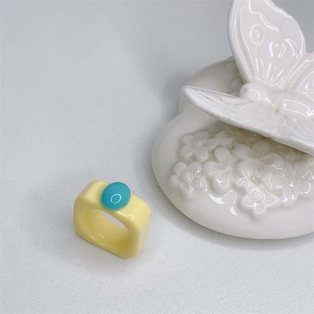 Nhẫn Acrylic Hình Oval Phối Màu Tương Phản Thời Trang Hàn Quốc Cho Nữ