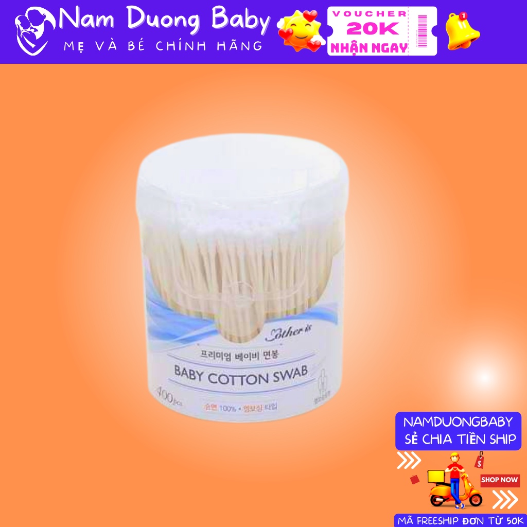Bông tăm Mother Is Nhập Khẩu Hàn Quốc.[ Hộp 400c]
